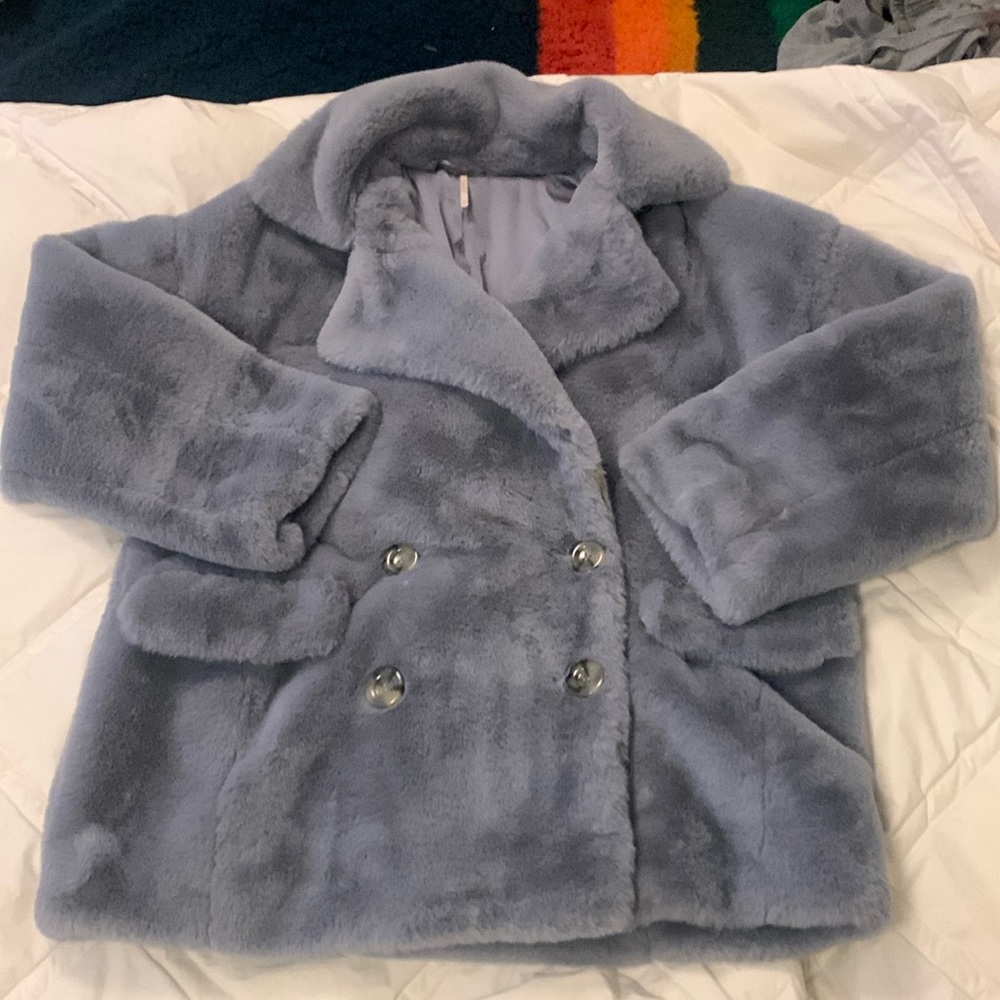 Free People double breasted cloudy day, Kate coat light blue  like new condition